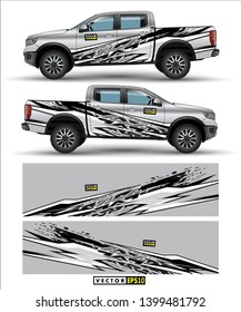 truck 4 wheel drive and car graphic vector. abstract lines with gray background design for vehicle vinyl wrap