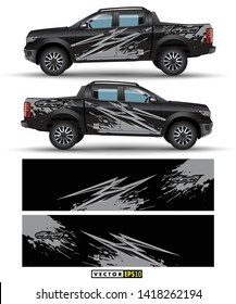 truck 4 wheel drive and car graphic vector. Splash pattern abstract lines with black background design for vehicle vinyl wrap