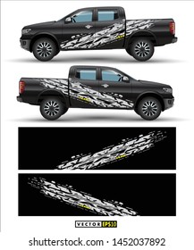 truck 4 wheel drive and car graphic vector. abstract lines with black background design for vehicle vinyl wrap