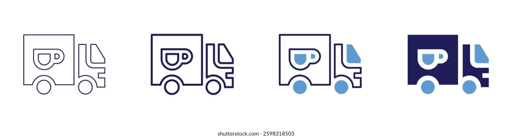 Truck accessories store icon in 4 different styles. Thin Line, Line, Bold Line, Duotone. Duotone style. Editable stroke.