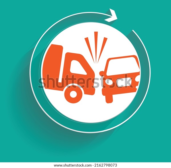 Truck accident\
recovery icon vector\
design