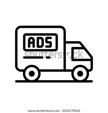 Truck Ads Vector outline icon. Eps 10 file