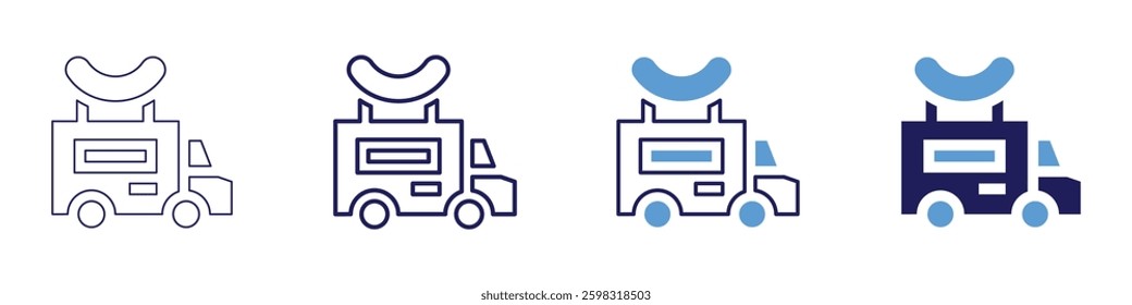 Truck air conditioning recharge icon in 4 different styles. Thin Line, Line, Bold Line, Duotone. Duotone style. Editable stroke.