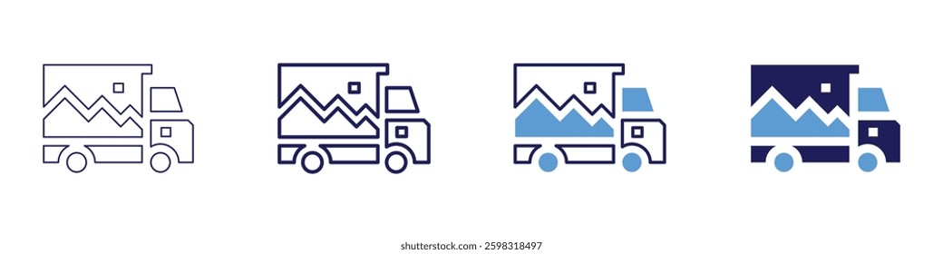 Truck alarm system icon in 4 different styles. Thin Line, Line, Bold Line, Duotone. Duotone style. Editable stroke.