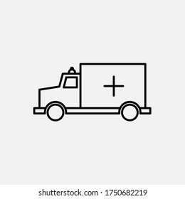 Truck or ambulance car hospital icon, vector design, line style, isolated in a gray background