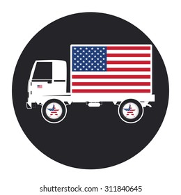 truck and american flag. icon vector design.