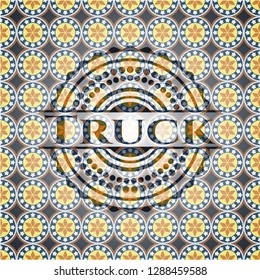 Truck arabesque badge. arabic decoration.