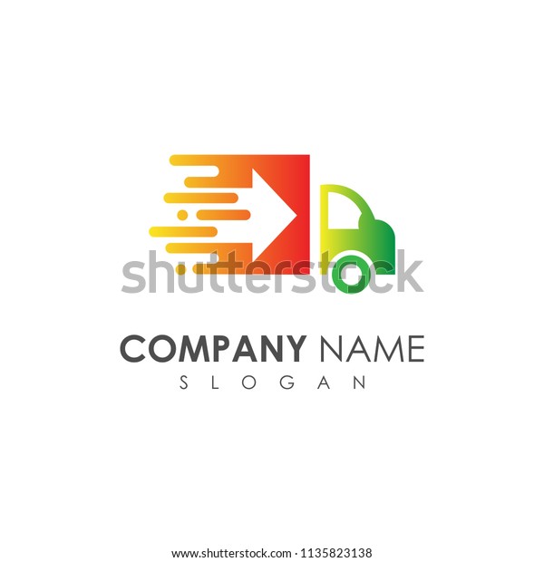Truck With Arrow For Delivery Logo, Fast Delivery\
Truck Logo