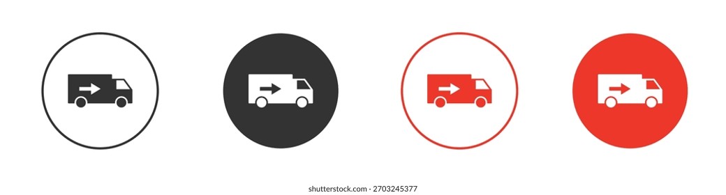 Truck arrow icon solid pictogram. Vector isolated illustration