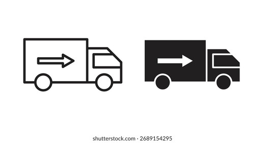 Vetor de ícone de seta de caminhão em design plano simples, contorno.