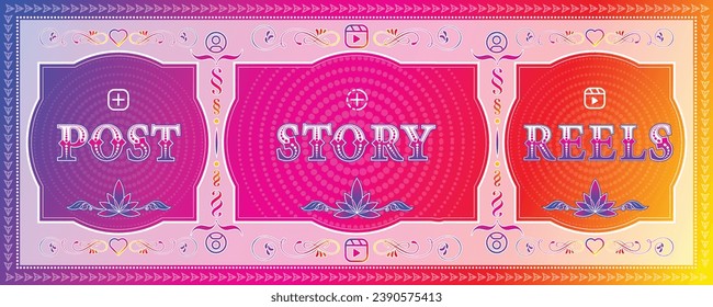 Truck Art Design Templet with text Post, Story, Reels in Trendy and stylish font for social media events, online, Internet and web design vector