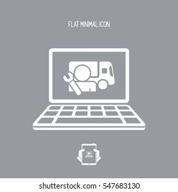 Truck assistance online - Vector flat icon