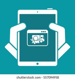 Truck assistance web service - Vector flat icon