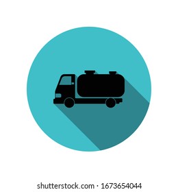 Truck auto barrel long shadow icon. Simple glyph, flat vector of transport icons for ui and ux, website or mobile application