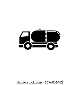 Truck Auto Barrel, Oil Transportation. Flat Vector Icon illustration. Simple black symbol on white background. Truck Auto Barrel, Oil Transportation sign design template for web and mobile UI element