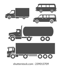 Truck auto delivery transport vehicles decorative icons set isolated vector illustration