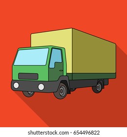 Truck with awning.Car single icon in flat style vector symbol stock illustration web.