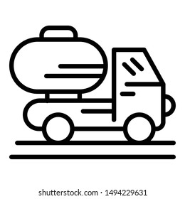 Truck with a barrel icon. Outline truck with a barrel vector icon for web design isolated on white background