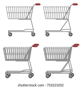 Truck. Basket.The collection of trucks, commercial equipment. Warehouse carts. Vector illustration