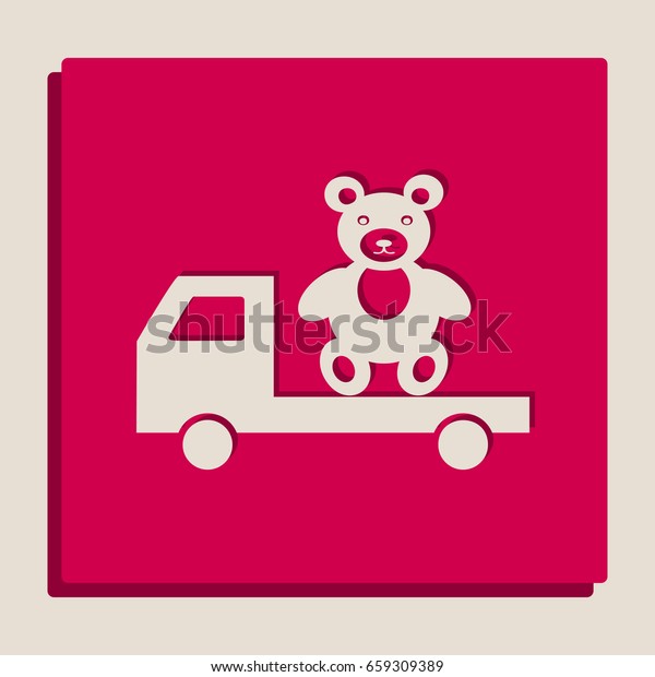 Truck with bear. Vector. Grayscale version of\
Popart-style icon.