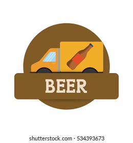 truck beer transport delivery label vector illustration eps 10