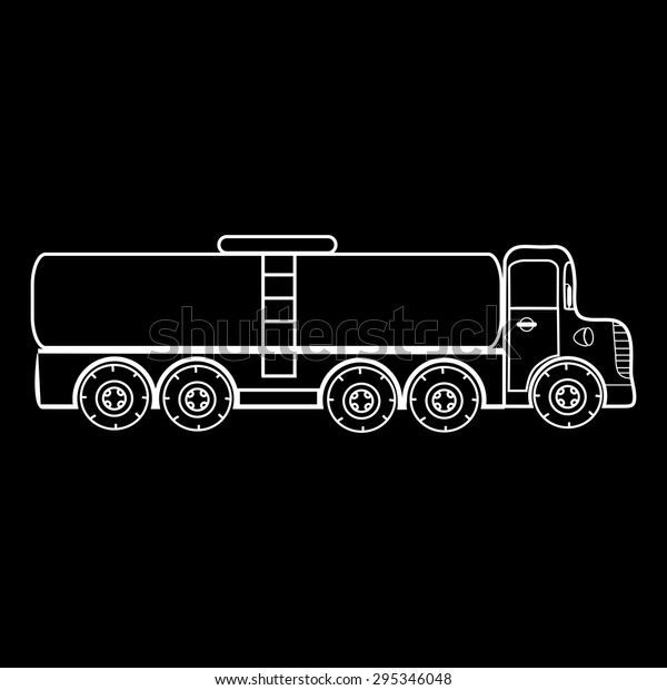 The\
truck big car transportation of gas liquids milk water fish\
transportation. Black and white silhouette of the\
car