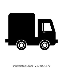 Truck black icon. Cargo truck icon. Delivery symbol. Vector illustration isolated on white background.