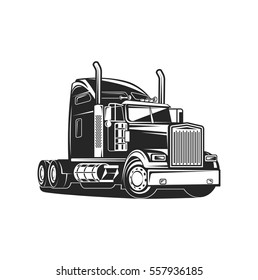 truck black on white isolated vector