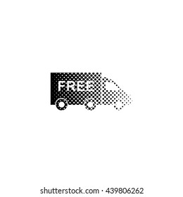 Truck - black vector icon;  halftone illustration