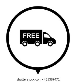 Truck - black vector  icon; map pointer