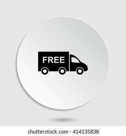 Truck - black vector icon  with shadow