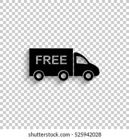 Truck - black vector  icon with shadow