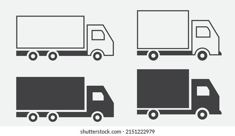 Truck Black vector icons illustration and line art on white background