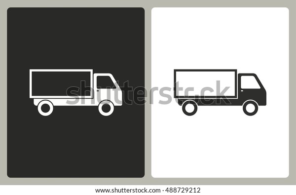 Truck -\
black and white icons. Vector\
illustration.