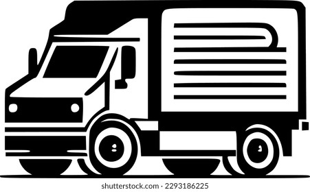Truck - Black and White Isolated Icon - Vector illustration