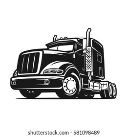 Truck black and white vector illustration