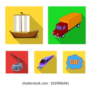 The truck, the boat, the subway, the funicular modes of transport. Transport set collection icons in flat style vector symbol stock illustration web.