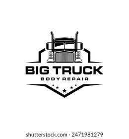 truck body repair vector logo. white background