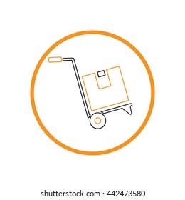Truck with box. Logistic icon.