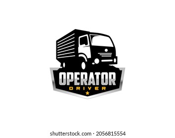 Truck box logo vector for construction company. Vehicle equipment template vector illustration for your brand.