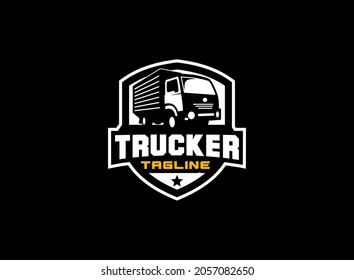 Truck box logo vector for construction company. Vehicle equipment template vector illustration for your brand.