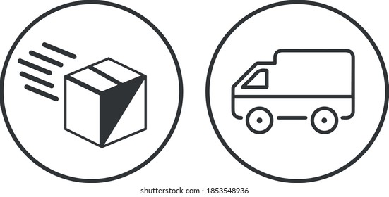 Vector de iconos de paquetes de camiones y cajas
iconos de esquema dentro de un círculo