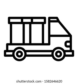 Truck box relocation icon. Outline truck box relocation vector icon for web design isolated on white background