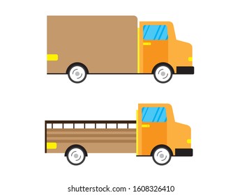 truck box and van. delivery truck. flat vector illustration