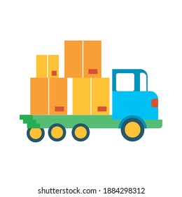 truck with boxes carton delivery service line and fill style icon vector illustration design