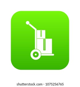 Truck with boxes icon digital green for any design isolated on white vector illustration