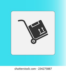 Truck with boxes icon.  Hand truck sign simbol.