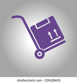 Truck with boxes icon.  Hand truck sign simbol.