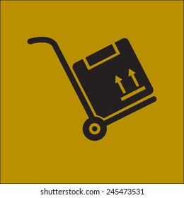 Truck with boxes icon.  Hand truck sign simbol.