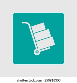 Truck with boxes icon.  Hand truck sign simbol.